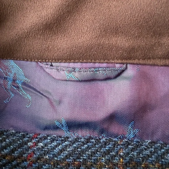 PETER CHRISTIAN Harris Tweed 42 Bomber Harrington Jacket Blue Wool Windowpane - Picture 8 of 11